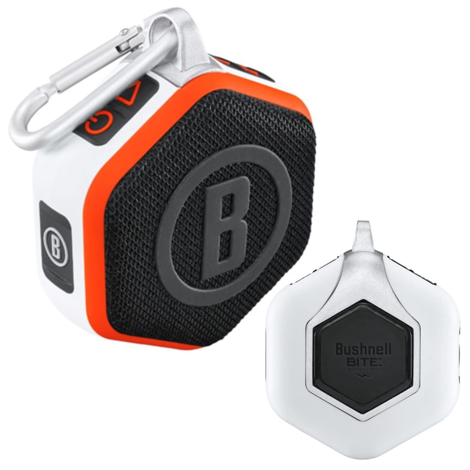 Bushnell Wingman Mini Orange/White Gps Bluetooth Speaker With Wearable4U Cleaning Cloth And Wall/Car Chargers Bundle