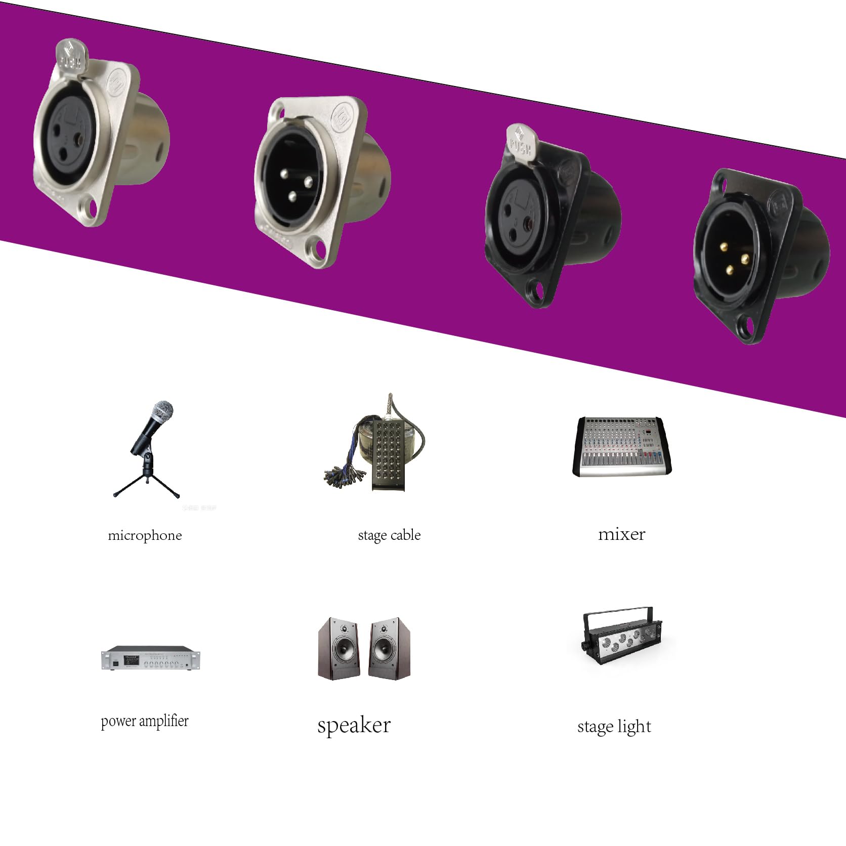 Riviera 25 Packs Xlr 3Pin Male Panel Mount Chassis, Fine Black Nickel Plated Housing With 24K Gold Plated Contacts(25 Pack Black