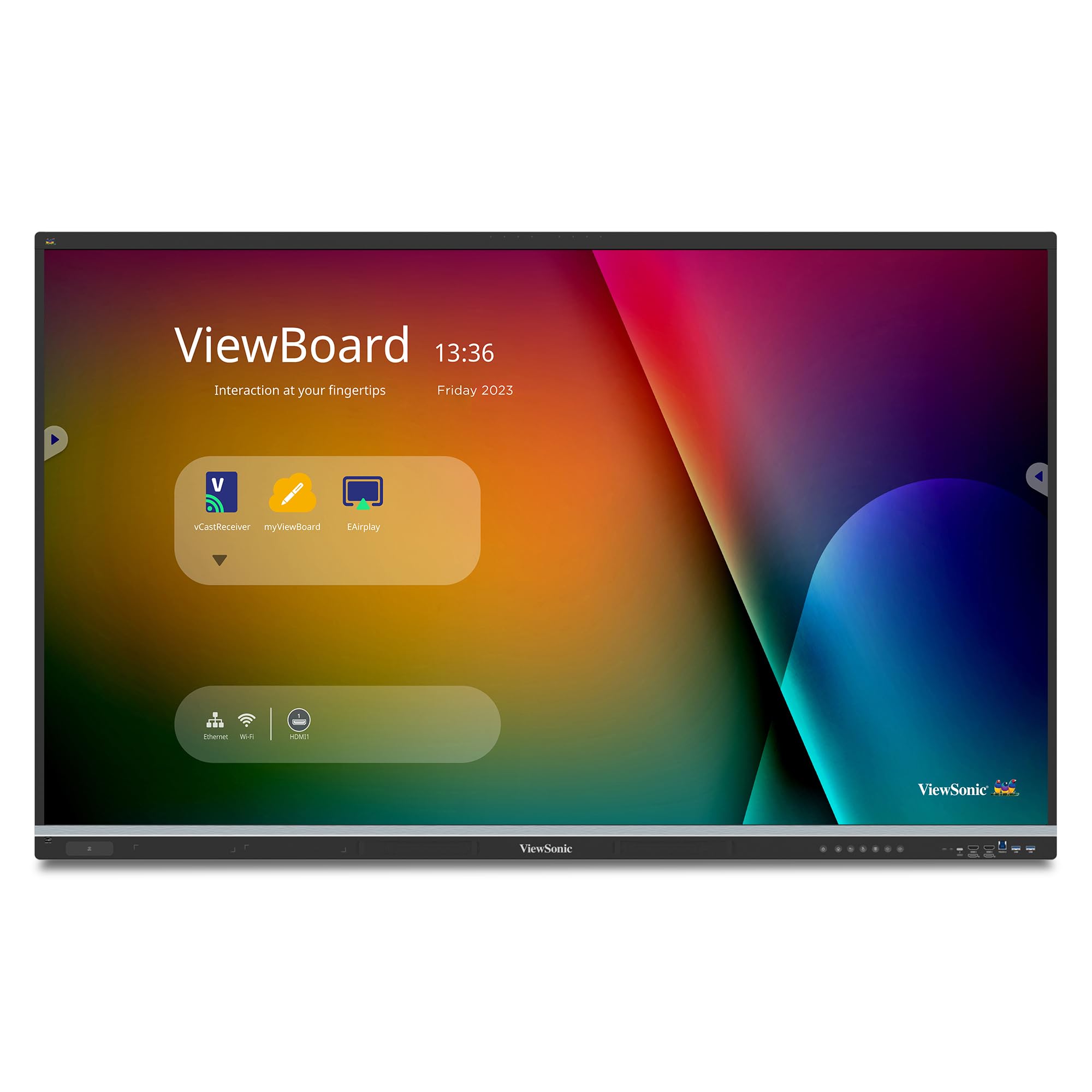 ViewSonic IFP6551 65 Inch 4K ViewBoard Interactive Smart Board with Integrated Education Software, Android 14, Google EDLA, 50-P