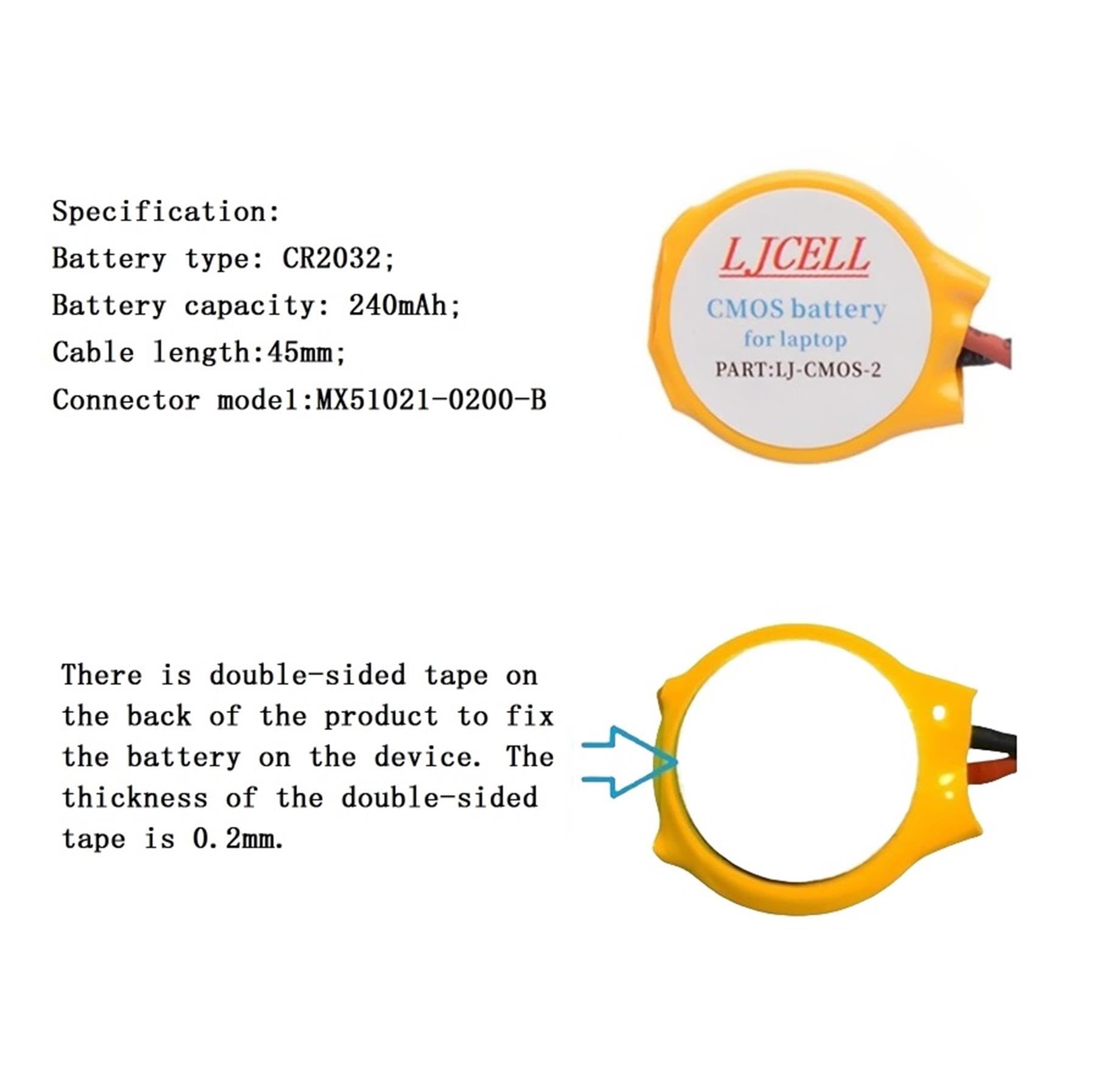 Ljcell 2Pcs Cmos Battery For Intel Nuc Laptop Backup Ps2 Ps3 Bios Rtc Cr2032 Battery With 2 Wire Cable And Connector