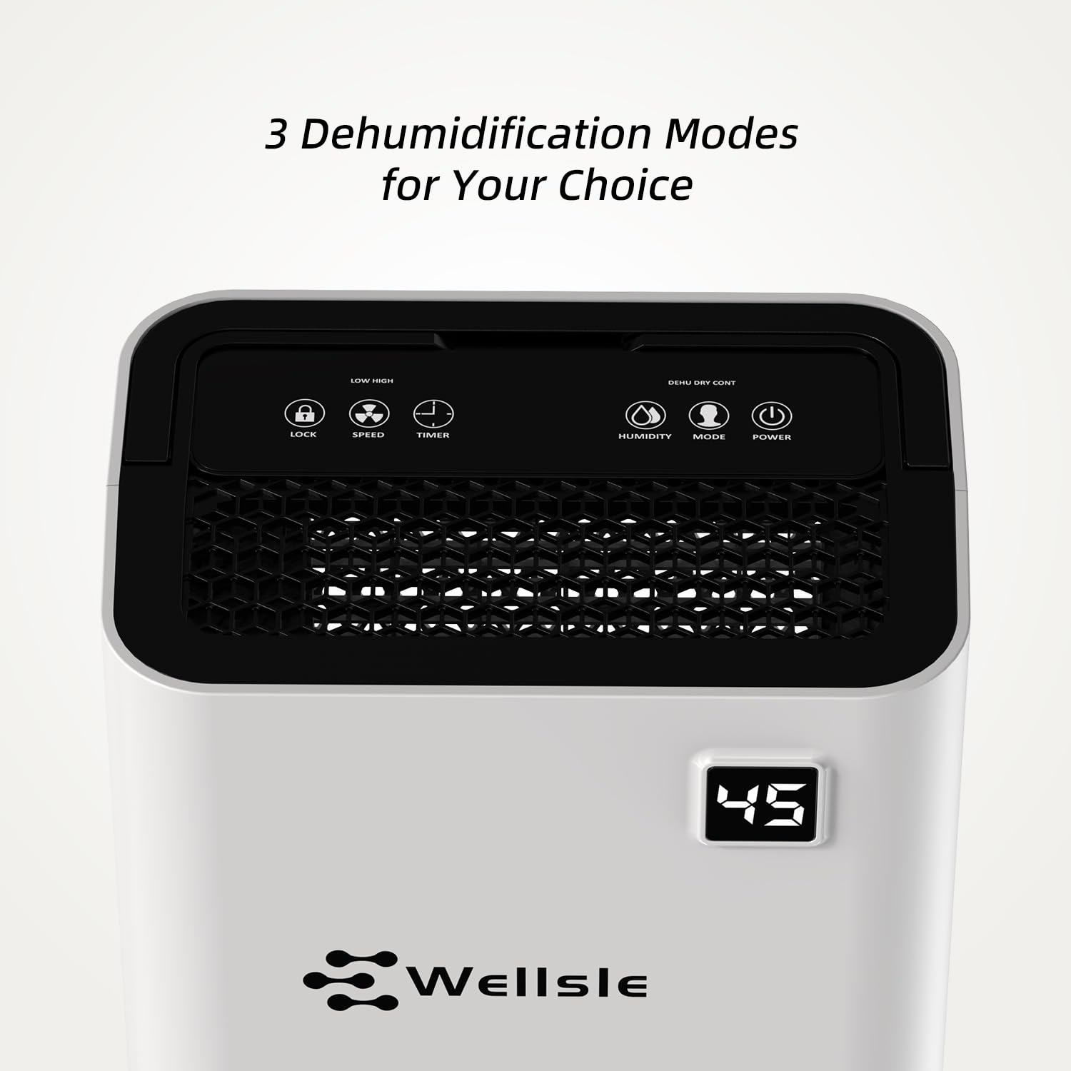 Wellsle Dehumidifiers For Home, 50 Pint Dehumidifier For Basement, Bedroom, Bathroom With Drain Hose - Smart Quiet Dehumidifier