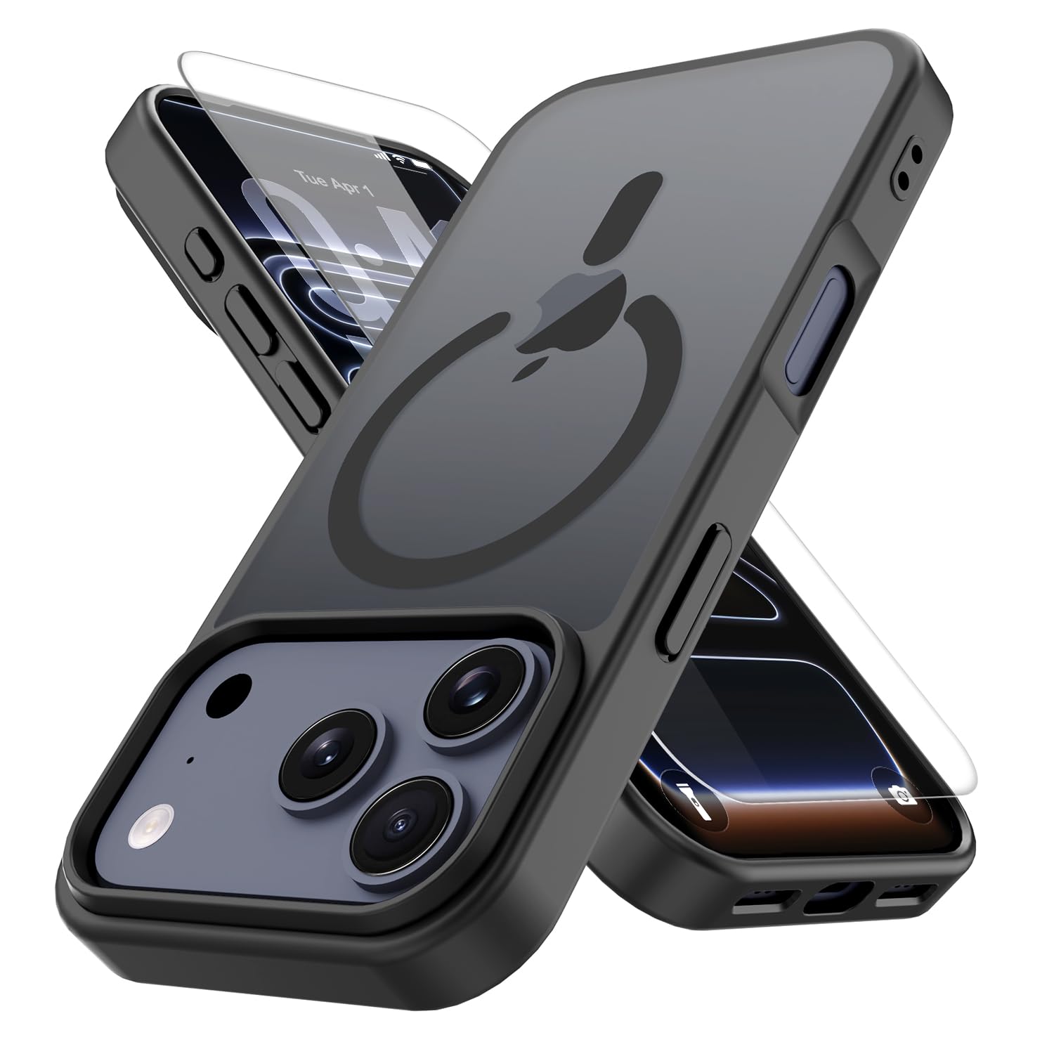 Pinlisheng Magnetic For Iphone 17 Pro Case With 1 Screen Protector [Milgrade Drop Protection] [Compatible With Magsafe] Shockpr