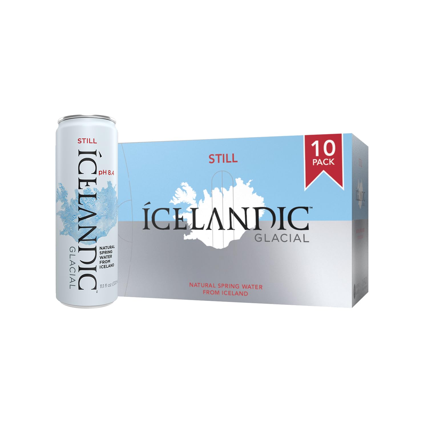 Icelandic Glacial Natural Spring Alkaline Water, 330 Ml Cans, 10 Count