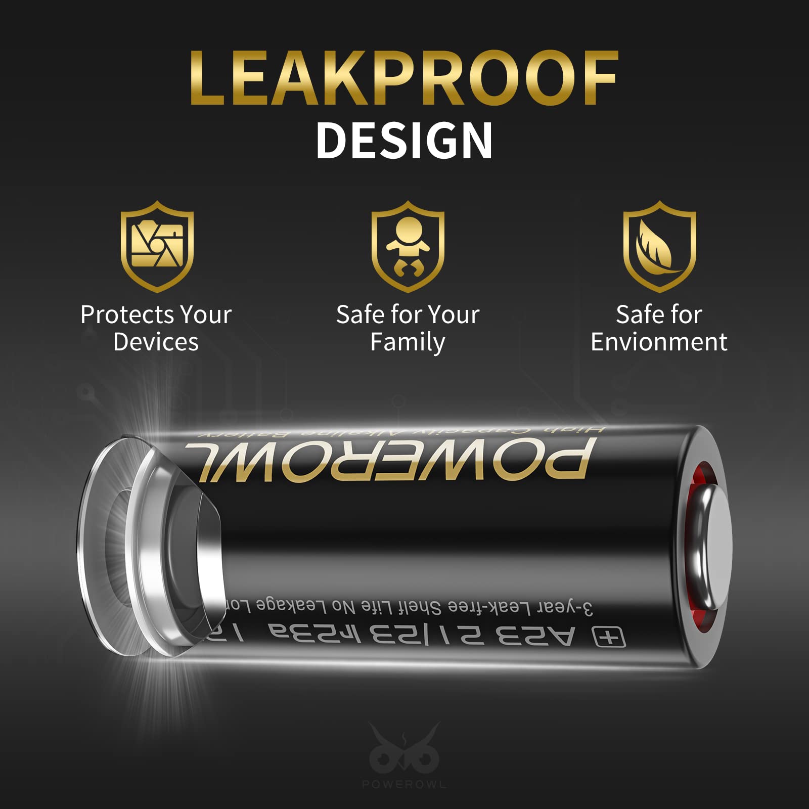 Powerowl High Capacity A23 Batteries 6 Pack, Premium Alkaline 21/23 23A 12V Battery