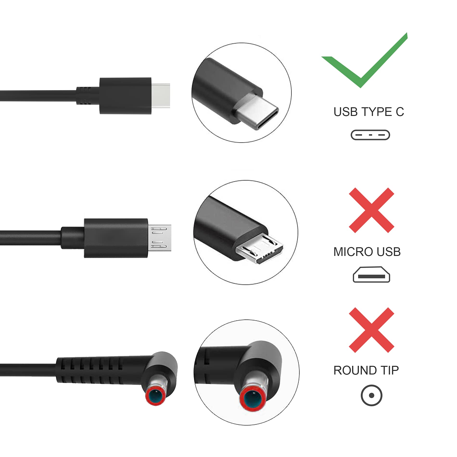 45W Type Usb C Laptop Charger For Lenovo Chromebook C330 S340 100E 300E 500E C340 S330 2Nd Gen,Thinkpad Yoga T480 T580 E490 E580