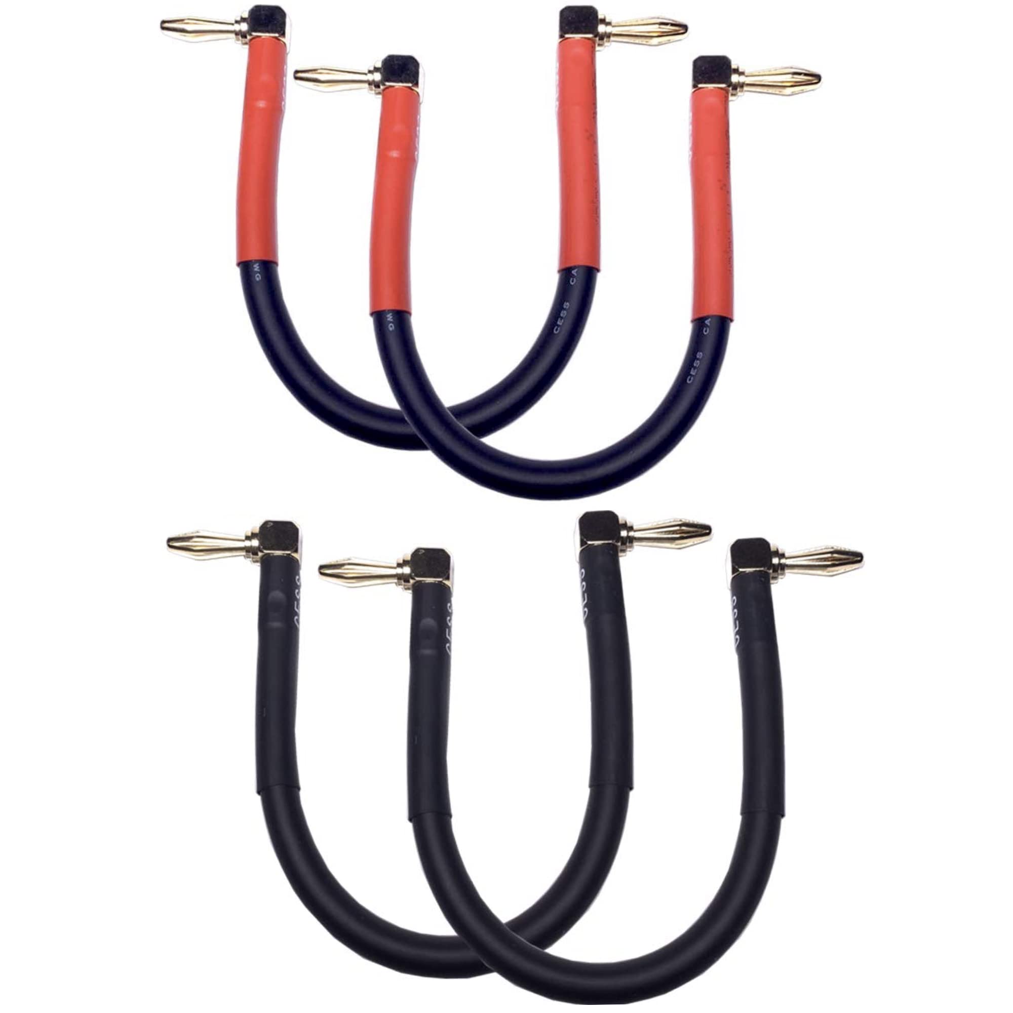Cess 138 6I Right Angle Banana Plug Jumper Cable, Speaker Jumpers, (90 To 90, 6 Inch)