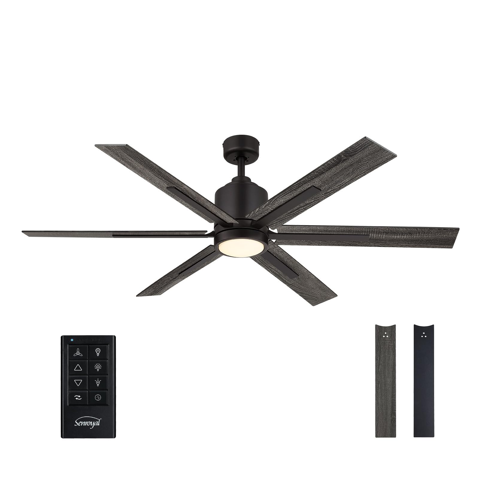 Senroyal 60 Inch Ceiling Fan With Light And Remote, Farmhouse Ceiling Fan With Light, Large Industrial Ceiling Fan For Living Ro