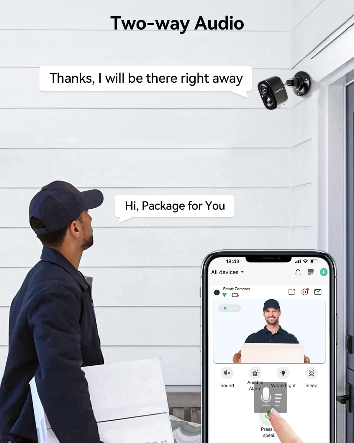 Longplus Solar Camera, Solar Powered Outdoor Camera Wireless Wifi, No Monthly Fee, Ai Detection, Wifi Home Surveillance Camera O