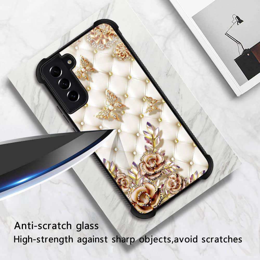 ZHEGAILIAN Samsung Galaxy S21 FE 5G Diamond Butterfly Phone Case Anti-Scratch TPU Organic Glass