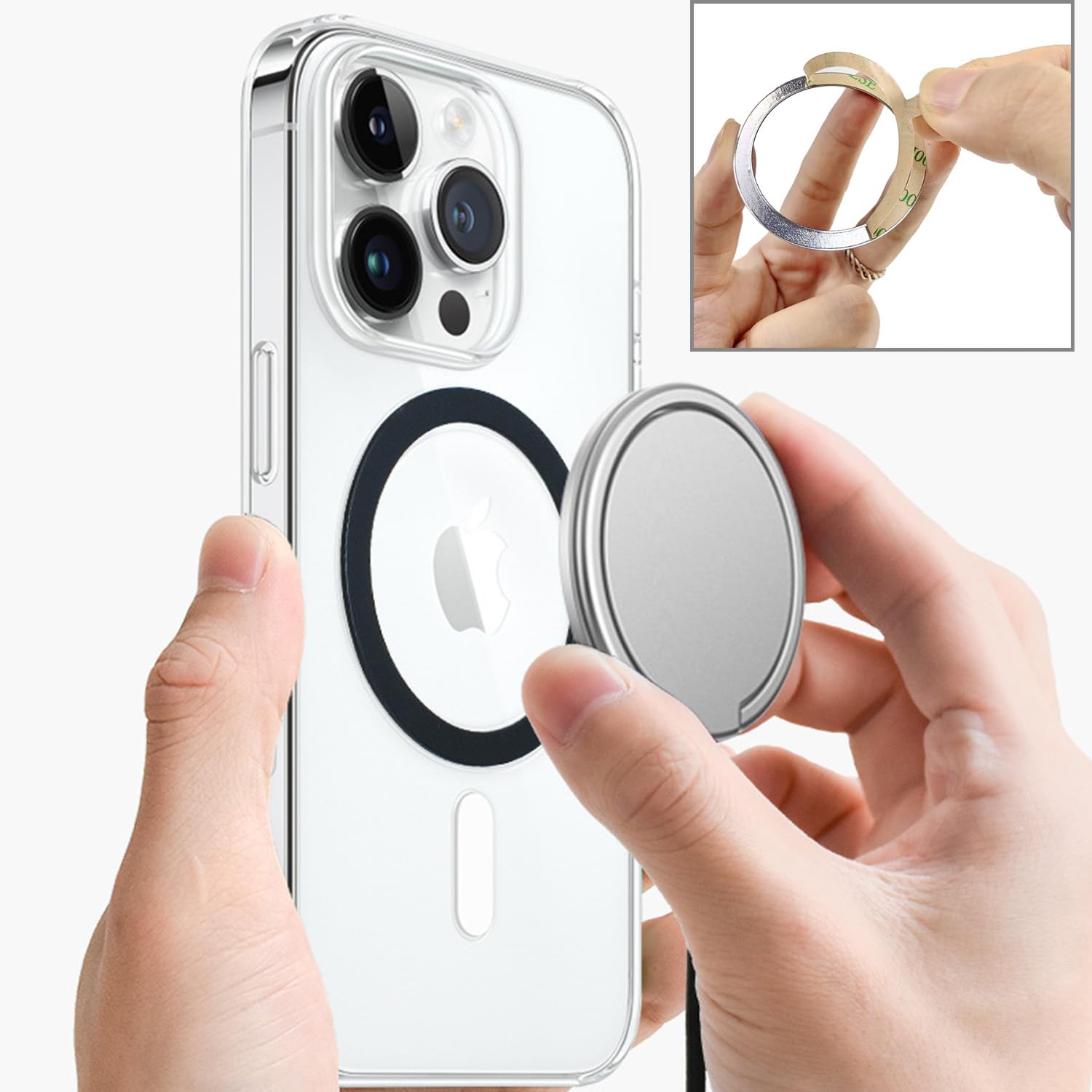 Tenoc Universal Metal Ring Sticker For Magnetic Charger Compatible With Iphone/Samsung/Android All Cellphones, Magnetic Mount/Ph