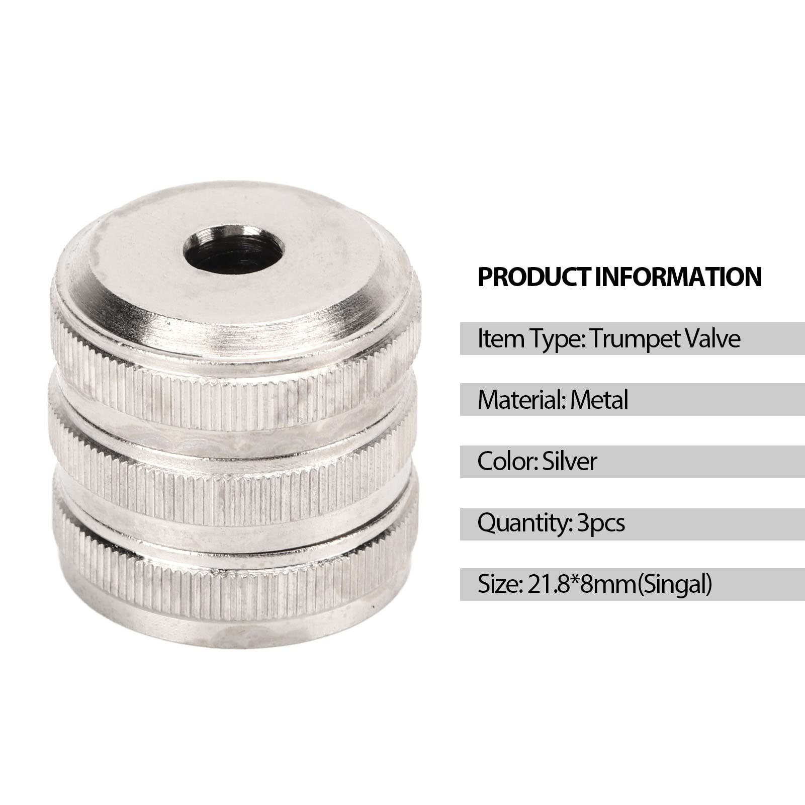 Spyminnpoo Trumpet Bottom Valve ,3Pcs Trumpet Valve Metal Silver Screw Piston For Trumpet Replacement Musical Instrument Accesso