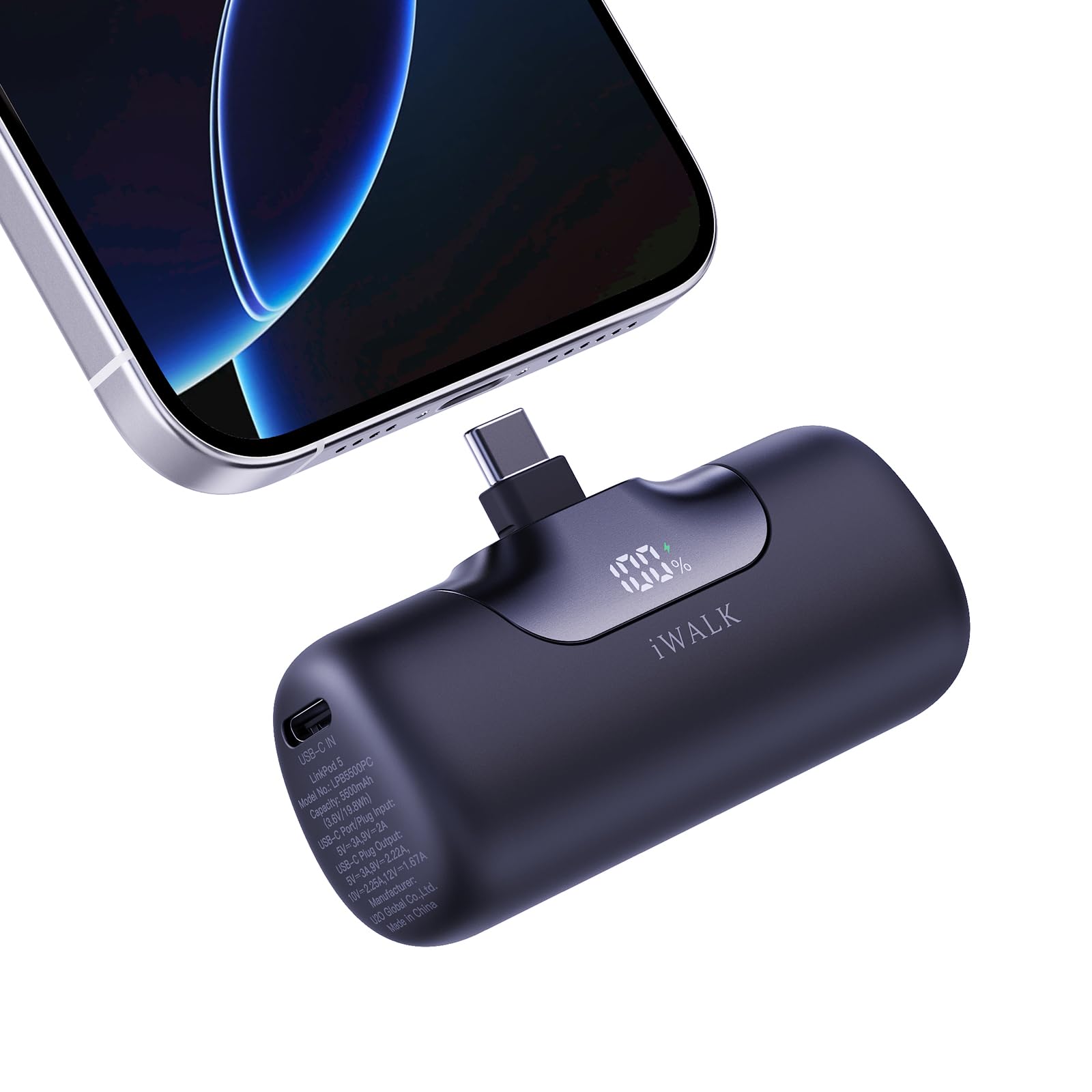 iWALK Portable Charger 5500mAh Next-Gen Small Power Bank 22.5W Fast Charging Battery USB-C Portable Phone Charger for iPhone 17/