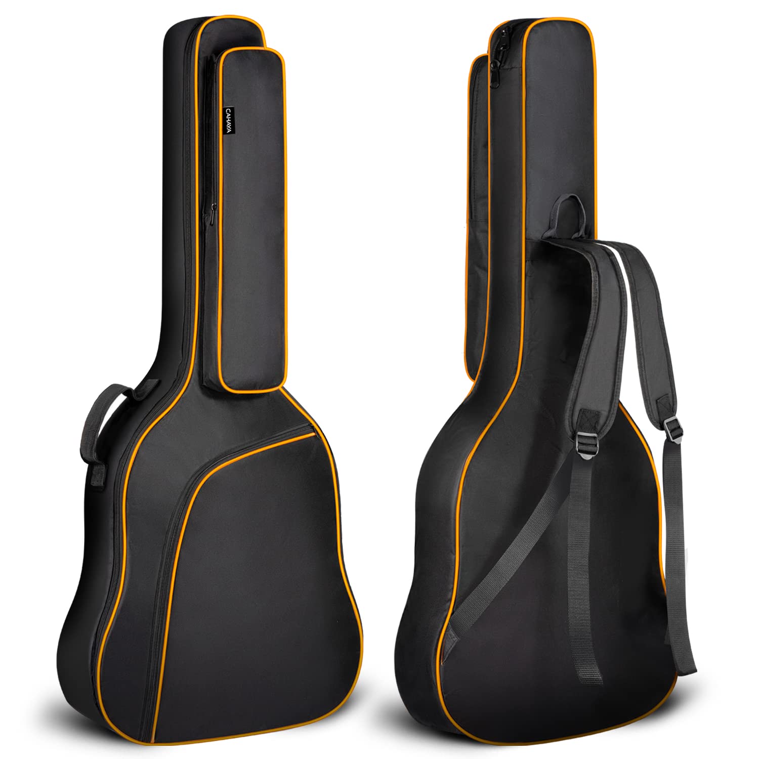 CAHAYA 44 Inch Guitar Bag for Dreadnought and Jumbo Orange Line Gig Bag 0.47in Thick Padding Water Resistent Adjustable Shoulder