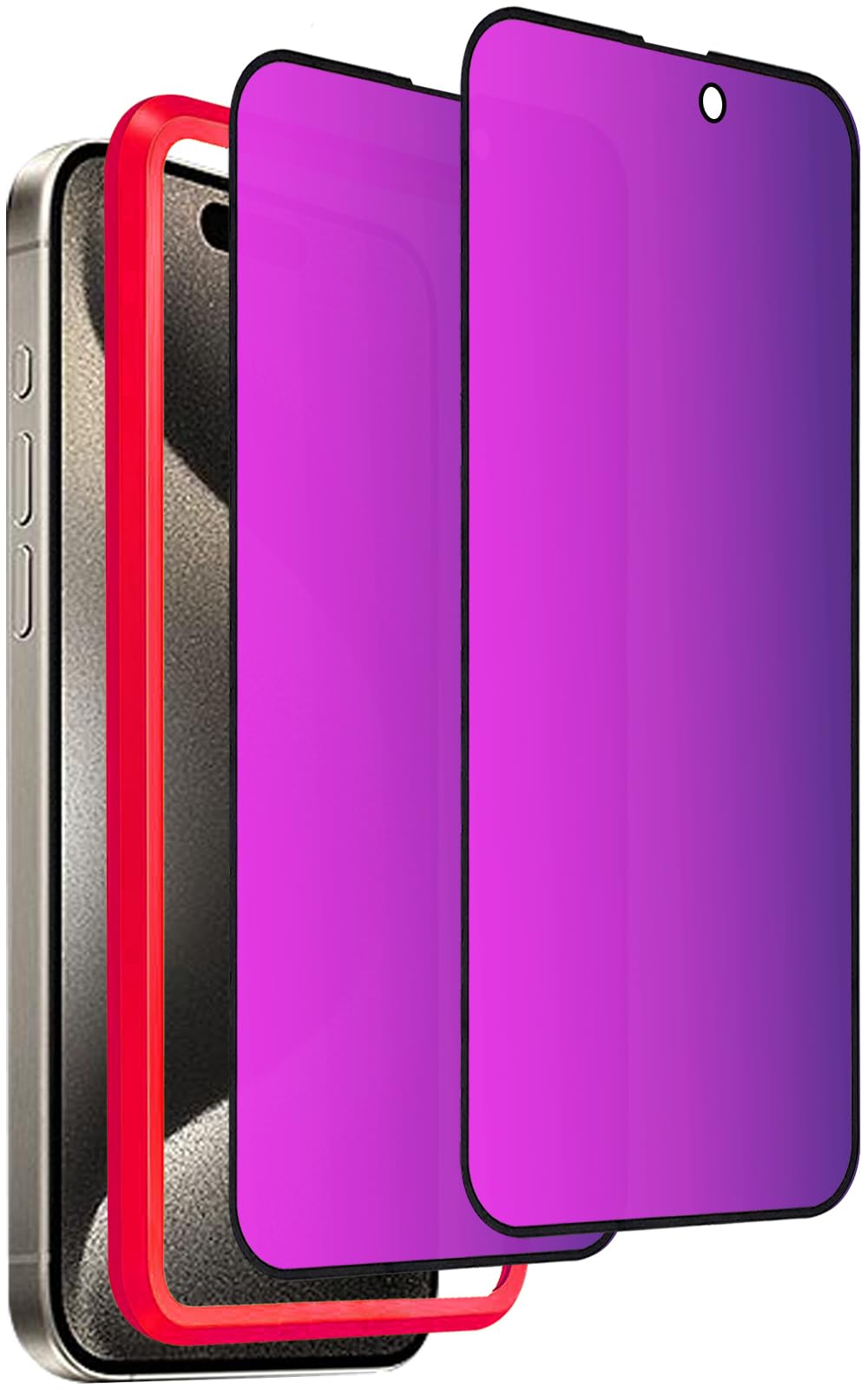 Westillux Compatible with iPhone 15 Pro Max Privacy Screen Protector 28 Anti-Spy Tempered Glass Gradient Colorful mirror Easy In