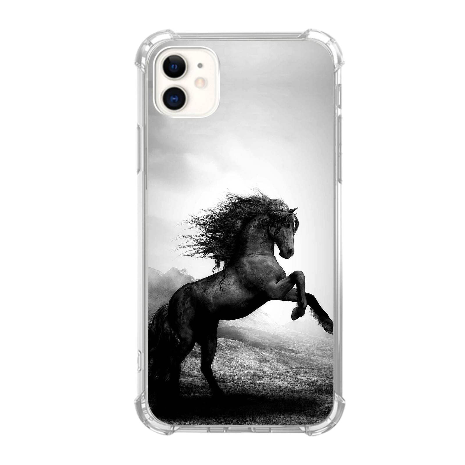 Black Horse Phone Case Compatible With Iphone 11, Cool Exquisite Horse Case For Iphone 11, Unique Trendy Tpu Bumper Protective C