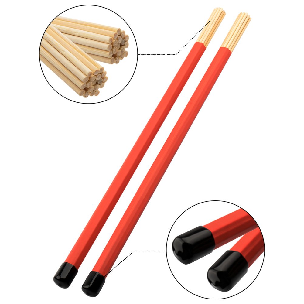 Tbrand Drum Sticks 1 Pair 5A Maple Wood Drum Sticks,1 Pair Retractable Drum Wire Brushes And 1 Pair Rods Drum Brushes Set For Ki
