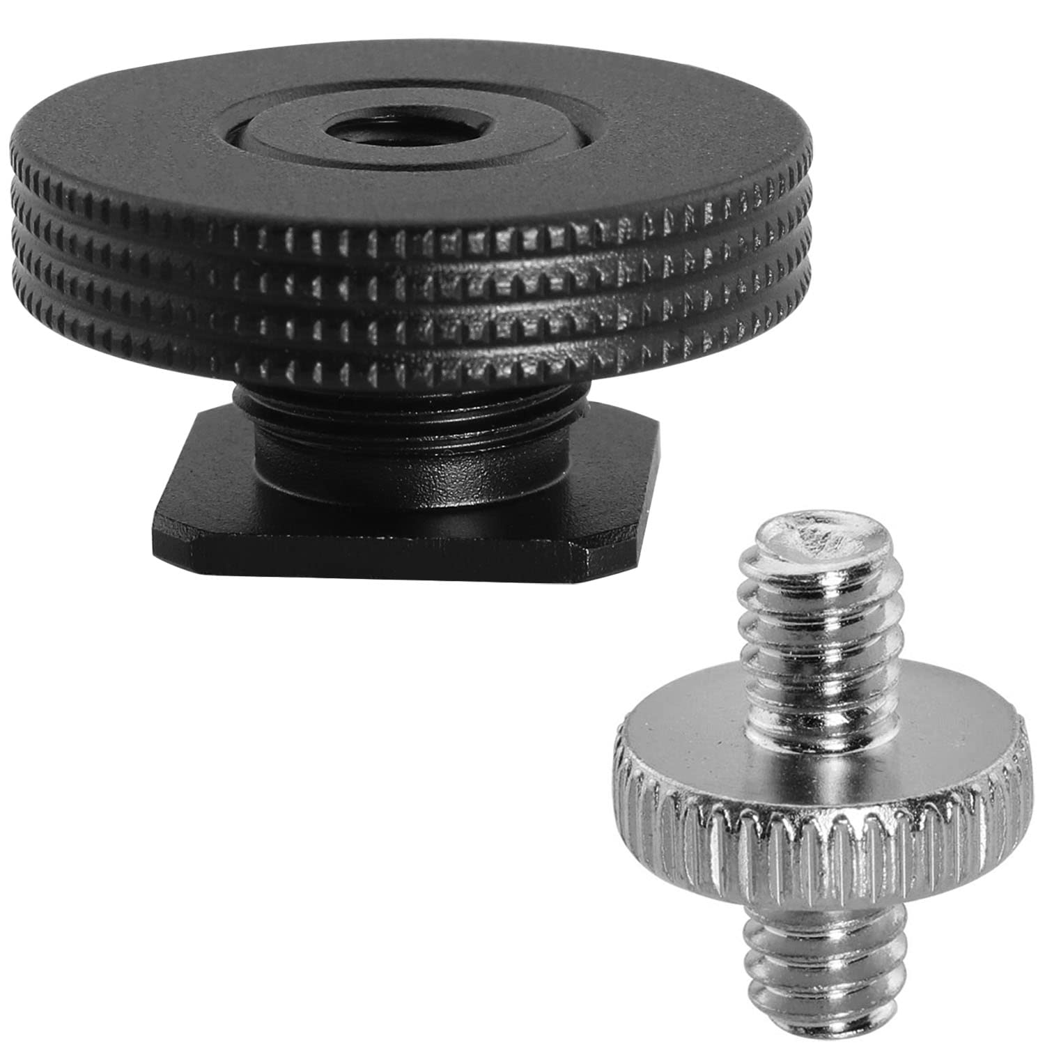 1/4' Female Thread To Hot Shoe Adapter Luorng 2Pcs Hot Shoe Mount Adapter With 1/4 To 1/4 Inch Male Screw For Magic Arm, Video Light,Monitor