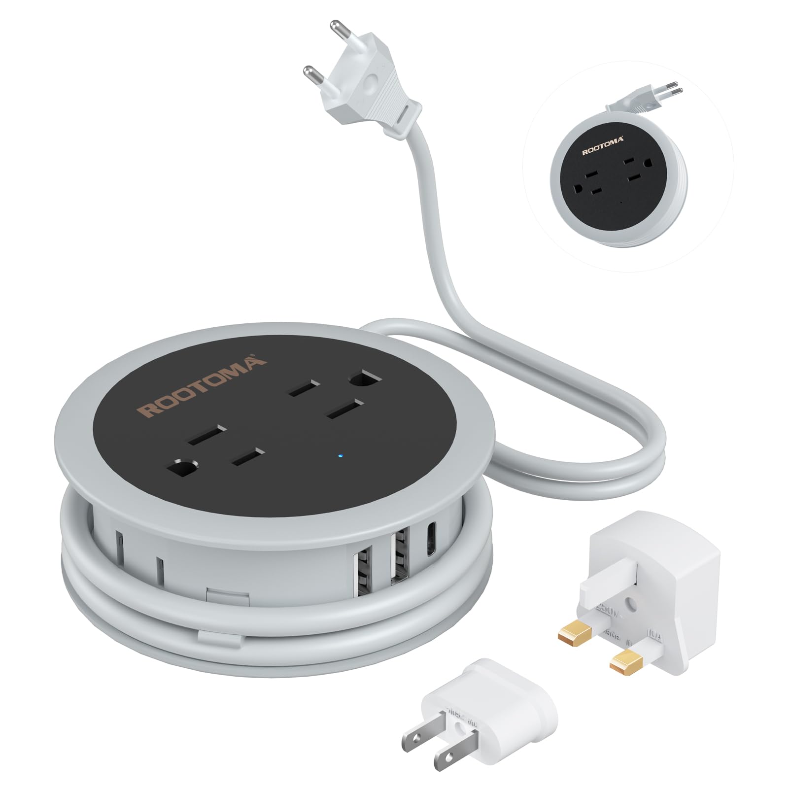 Italy Travel Plug Adapter, 3.6 Ft Winding Compact Mini Outlet Converter With Usb For Eu/Uk/Jpn, Travel Plug Adapter Worldwide Wi