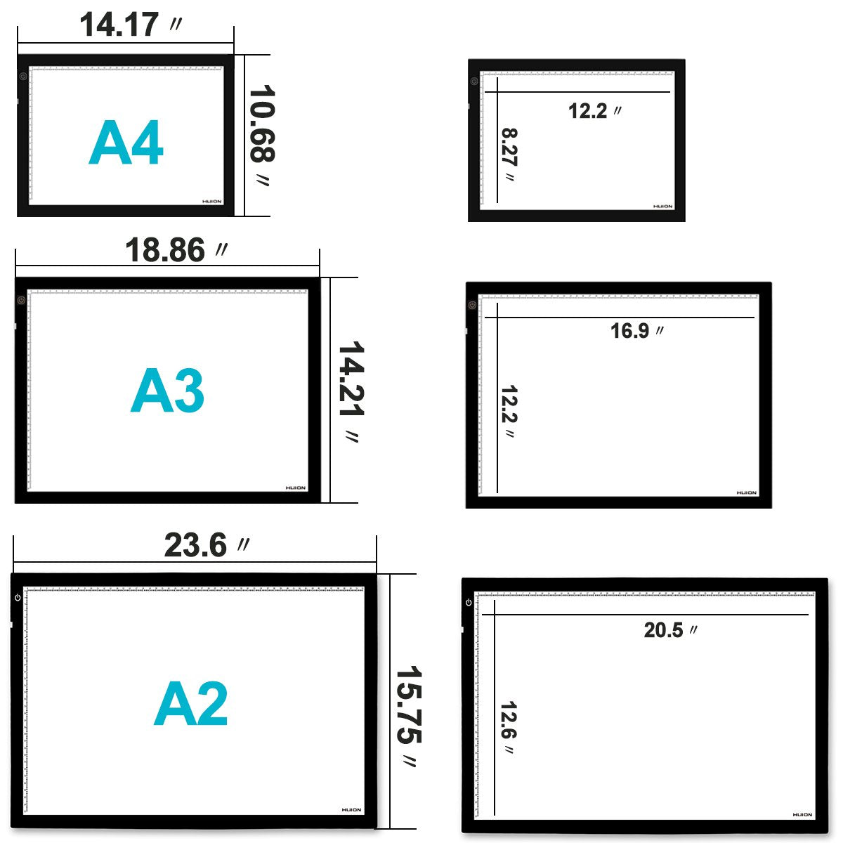 Huion A2 Large Tracing Light Box, Ac Powered Light Pad, Adjustable Brightness, Light Pad For Animation, Sketching, Designing, Dr