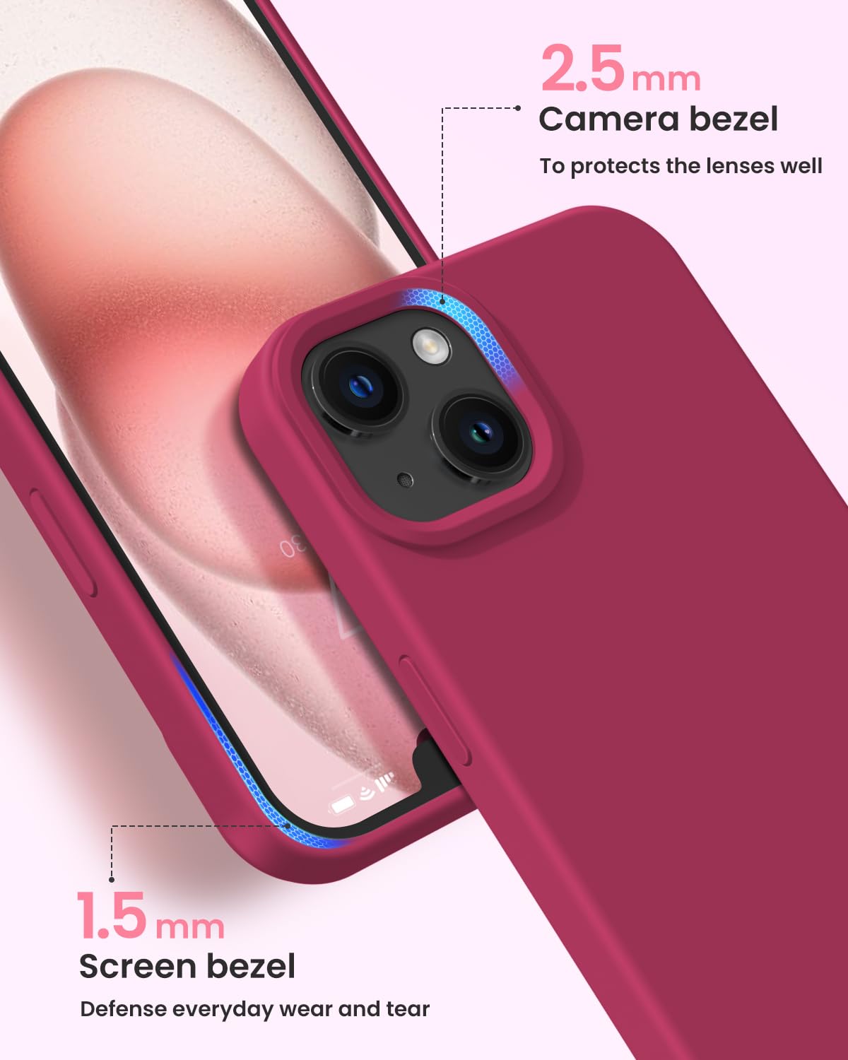 Buydot Designed For Iphone 15 Case, Silicone Phone Case [Military Grade Drop Protection] [Anti Scratch Microfiber Lining] Silico