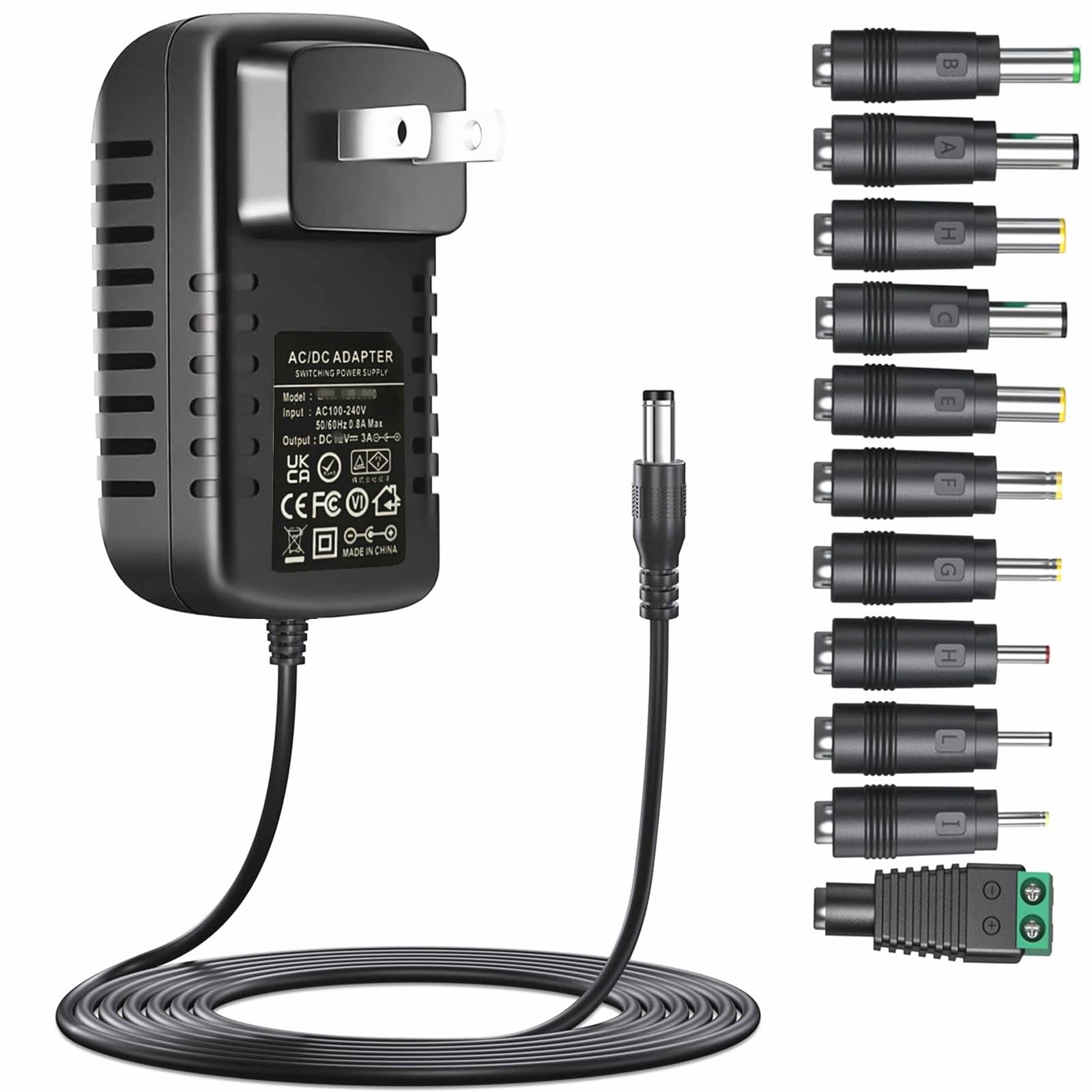 24V 1A 2A Ac Adapter Switching Power Supply Cord With 11 Dc Plug Tips Ac To Dc 24Volts 2000Ma 1500Ma 1000Ma 500Ma 200Ma 100Ma Re