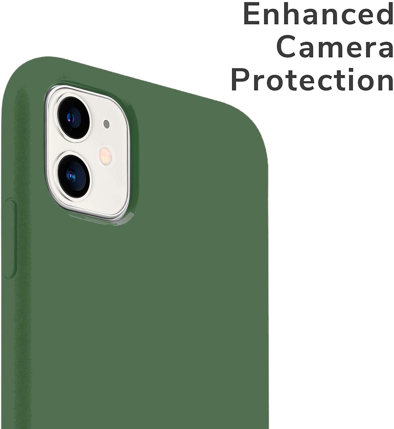 Icesword Iphone 11 Case Dark Green, Thin Liquid Silicone Case, Soft Silk Microfiber Cloth, Matte Pure Dark Green, Gel Rubber Ful