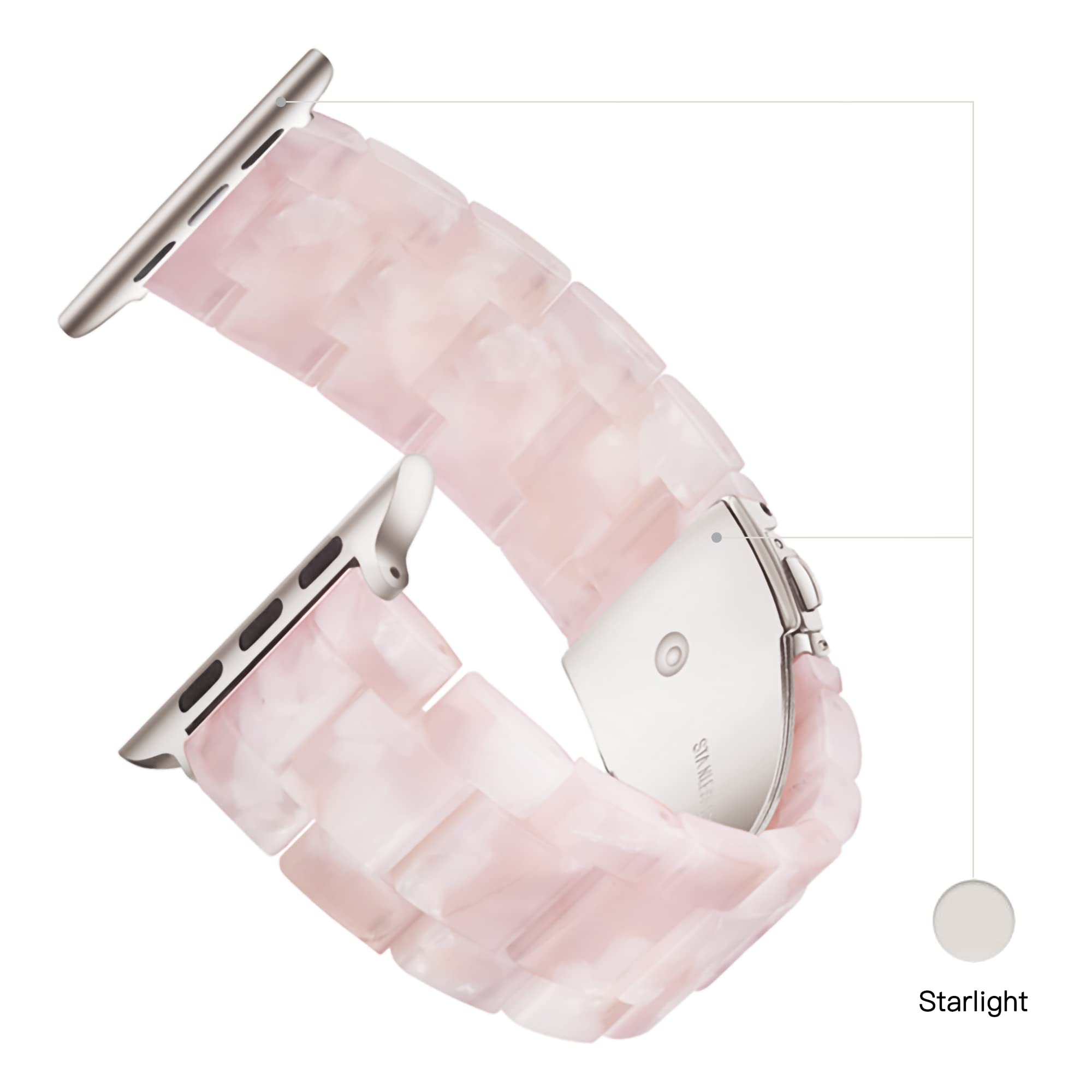 Light Apple Watch Band Fashion Resin Apple Watch Series 10 Series 9 Series 8 Band,Iwacth Bands,Apple Watch Bands 46Mm For Women,