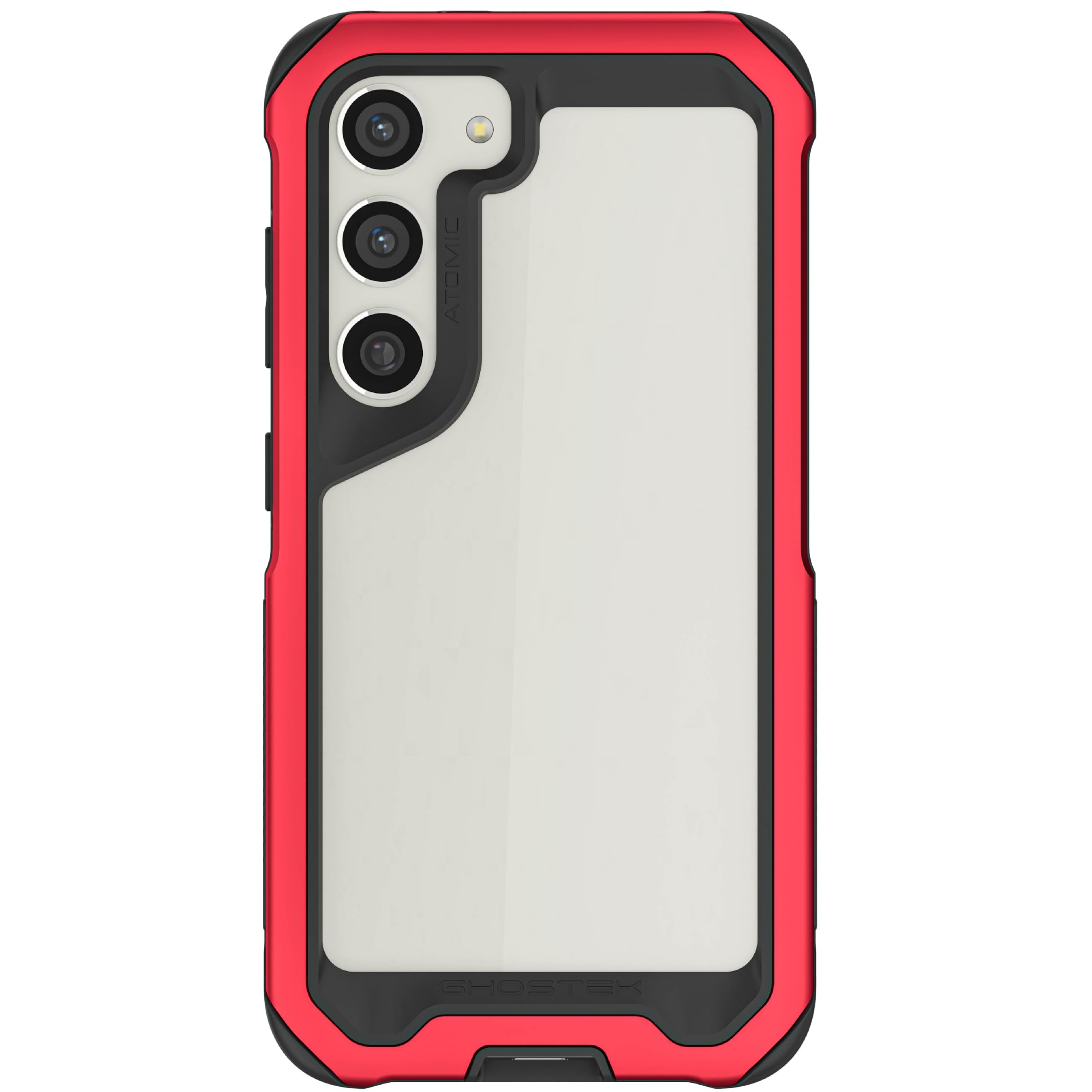 Ghostek ATOMIC slim Galaxy S23 Case with Clear Back and Strong Aluminum Metal Bumper Heavy Duty Protection Lightweight Military 