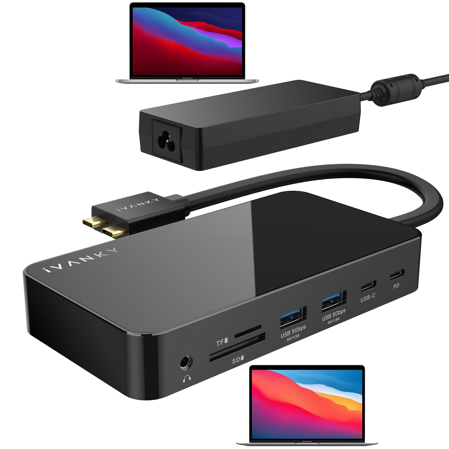 Ivanky Fusiondock 1 Macbook Pro Docking Station With 150W Power Adapter, 12 In 2 Dual 4K@60Hz Monitor Dock For Macbook M1/M2/M3 