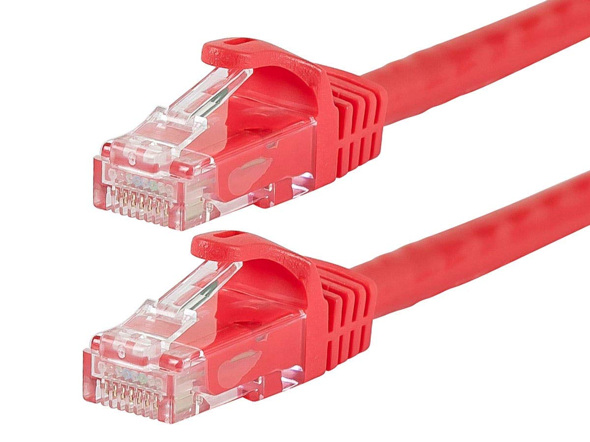 Monoprice Cat6 1Ft Red Patch Cable Utp 24Awg 550Mhz Pure Bare Copper Snagless Rj45 Flexboot Series Ethernet Cable