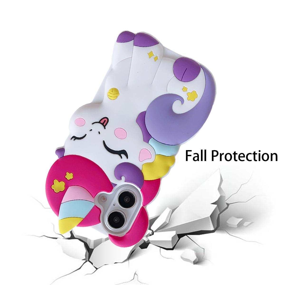 Wifantien 3D Cute Unicorn Case For Iphone 16 6.1'',Cartoon Kawaii Fashion Character Unicorn Horse Shape Kids Girls Women Soft Si