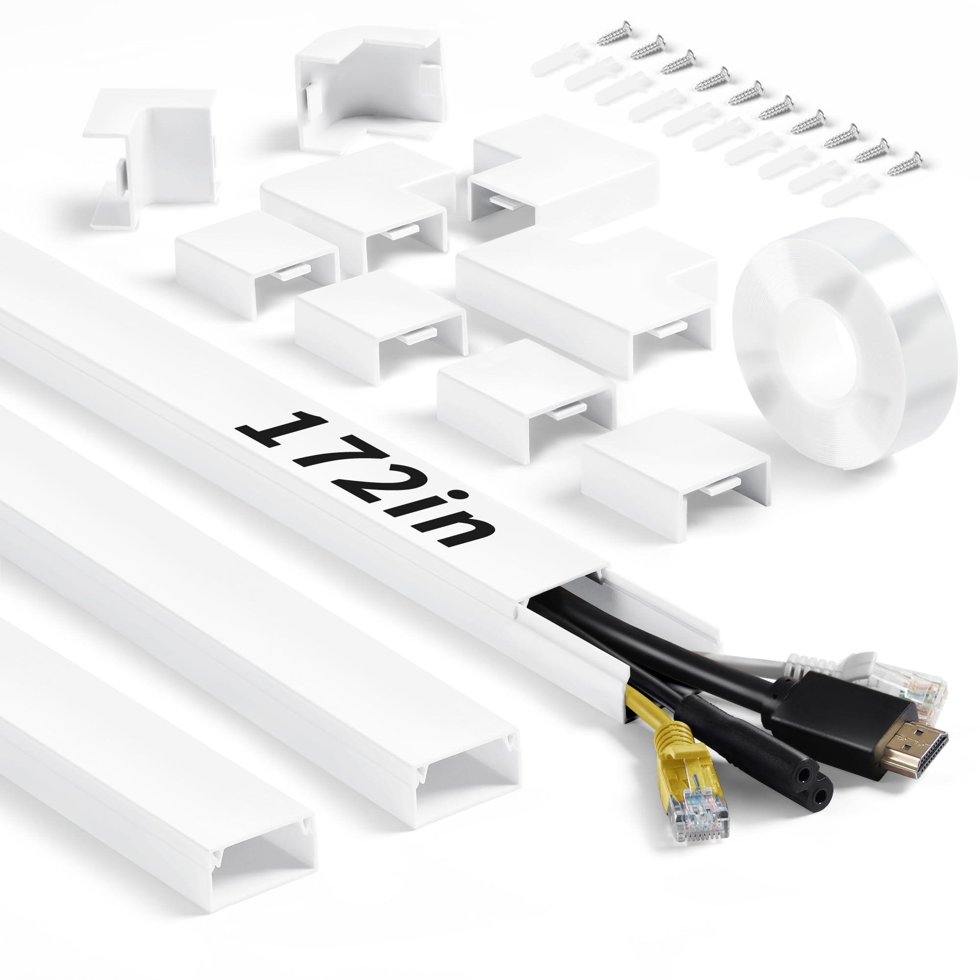 Wall Cable Hider To 3 4 Wires, Lzeoy 172In Cord Hider For Wall Mount Tv, White Cord Covers For Wires On Wall, Wall Cord Cover Wi