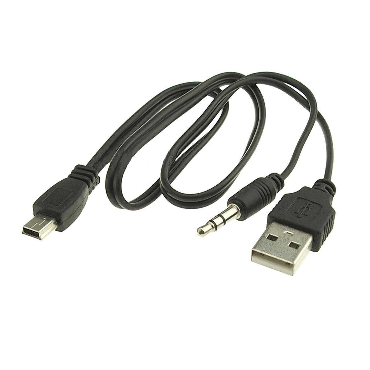 Deeirao New Usb2.0 Charging Cord To Mini B Male And 3.5Mm Jack Plug Audio Cable For Mp3/Mp4 Bluetooth Speaker (Mini Usb)