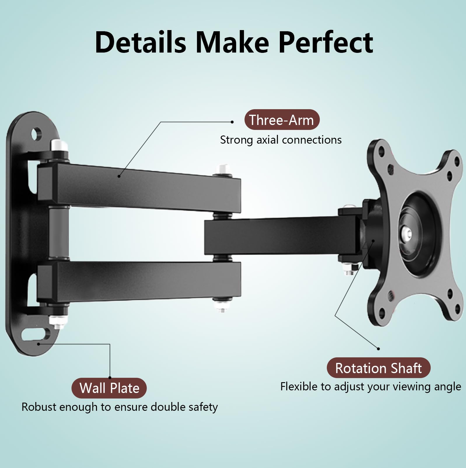 Nuyoah Wall Mount For Echo Show 15, Adjustable Wall Mounting Bracket For Most 10 30 Inches Tvs Monitors, Swivel Tilt Rotate Exte