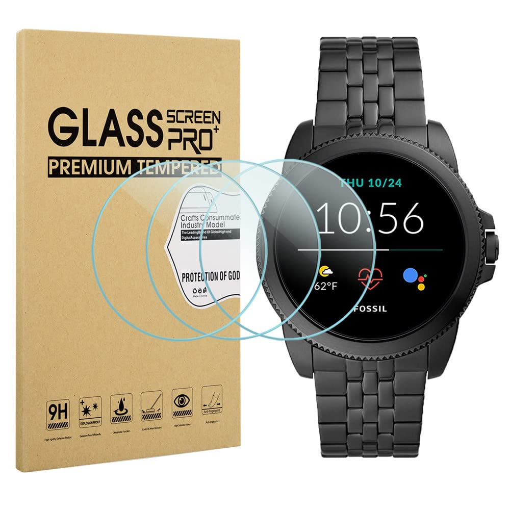 Suoman 3 Pack For New Fossil Men'S Gen 5E 44Mm Screen Protector, 2.5D 9H Hardness Tempered Glass Screen Protector For Fossil Men