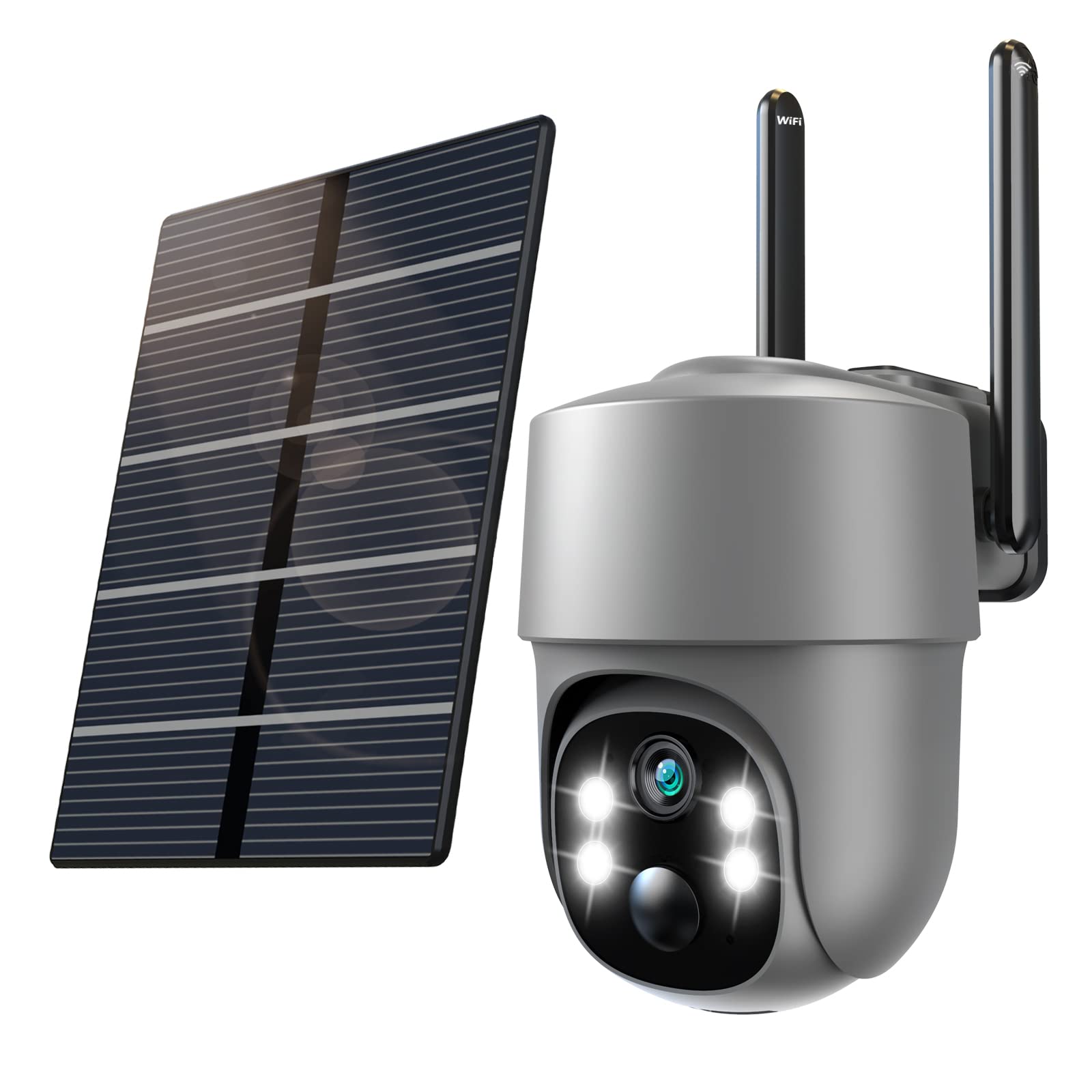Xparkin Solar Security Cameras Wireless Outdoor, Mulit Functional Home Security Wifi Camera With Pir Motion Detection & Floodlig