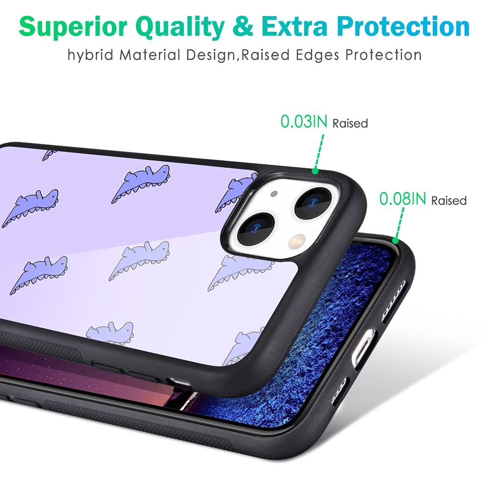 Maycari Compatible With Iphone 13 Case Purple Cartoon Dinosaur For Girls Women, Hard Back Cute Animal Design Soft Tpu Bumper Pro