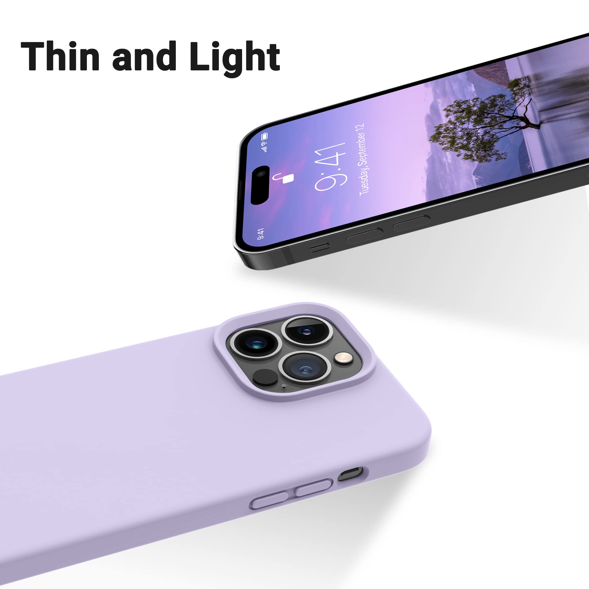 Otofly Designed For Iphone 14 Pro Case, Silicone Shockproof Slim Thin Phone Case For Iphone 14 Pro 6.1 Inch (Cloud Mauve)