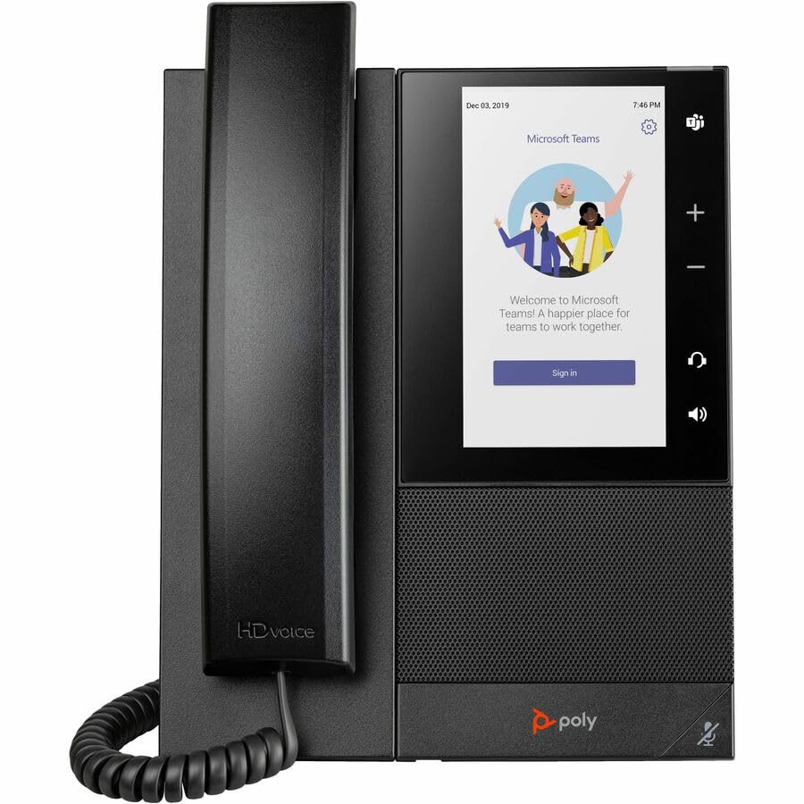 Poly CCX 505 Business Media Phone for Microsoft Teams, VoIP IP Phone with 5 LCD Touchscreen, 24 Line, PoE-Enabled, Corded, Bluet