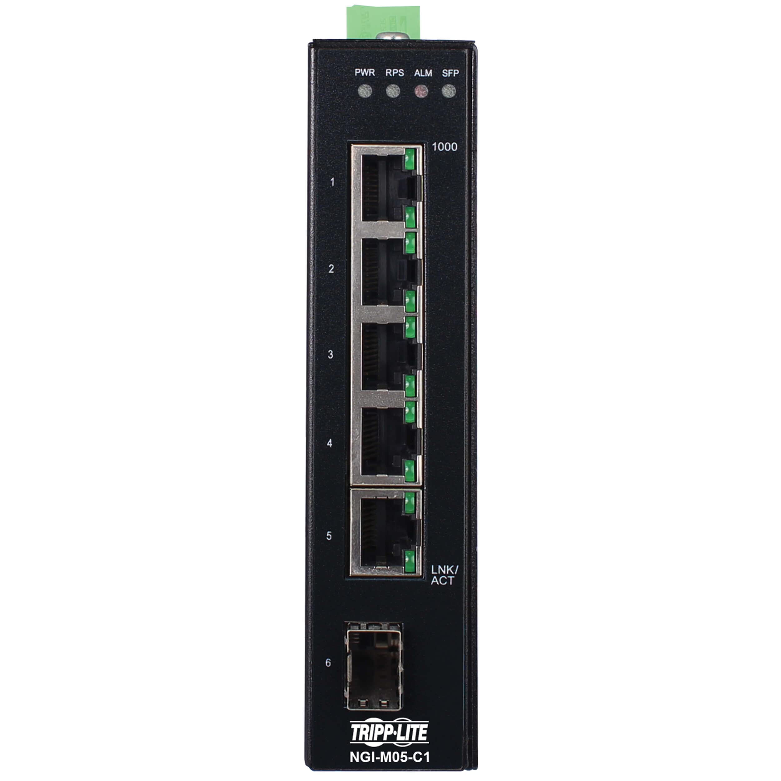 Tripp Lite Industrial 5-Port Managed Gigabit Ethernet Switch, 1 Gbe SFP Slot, 10/100/1000 Megabit RJ45 Ports, DIN Mount, -40 to