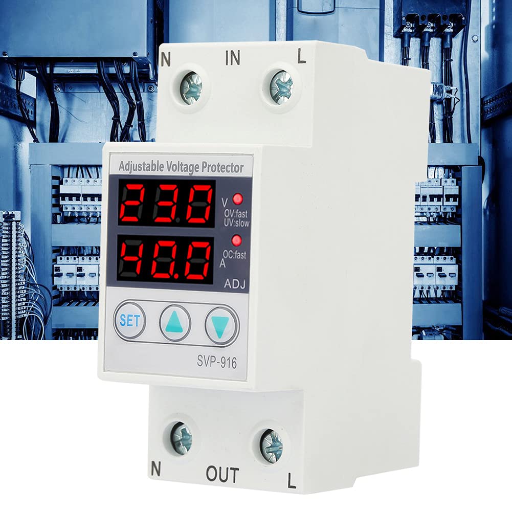 Svp 916, 230V Ac Current Protector 63A, Intelligent Single Phase Adjustable Over Voltage Under Voltage Current Protective Device