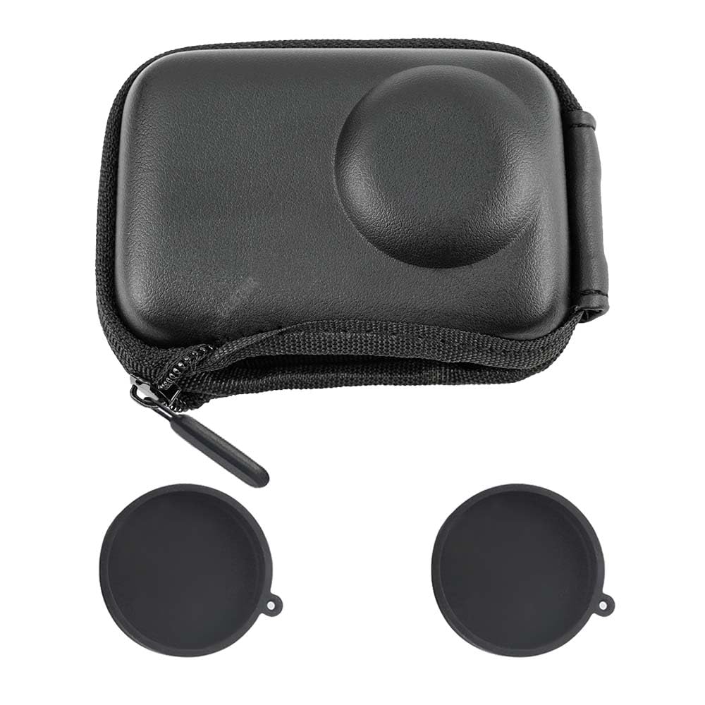 Ulbter Mini Bag Case For Dji Osmo Action 4 / Action 3 Camera + Rubber Lens Cap Cover [1+2 Pack], Carrying Portable Storage Boxes