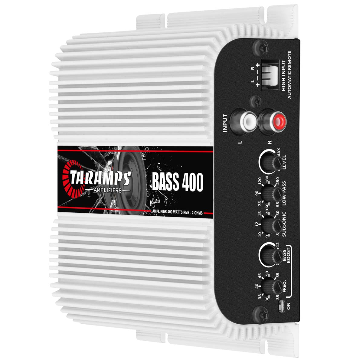 Taramps Bass 400 2 Ohms Monoblock Amplifier 400 Watts Rms 1 Channel 14.4Vdc Out Power Full Range, Great For Sub/Bass   Rca/High