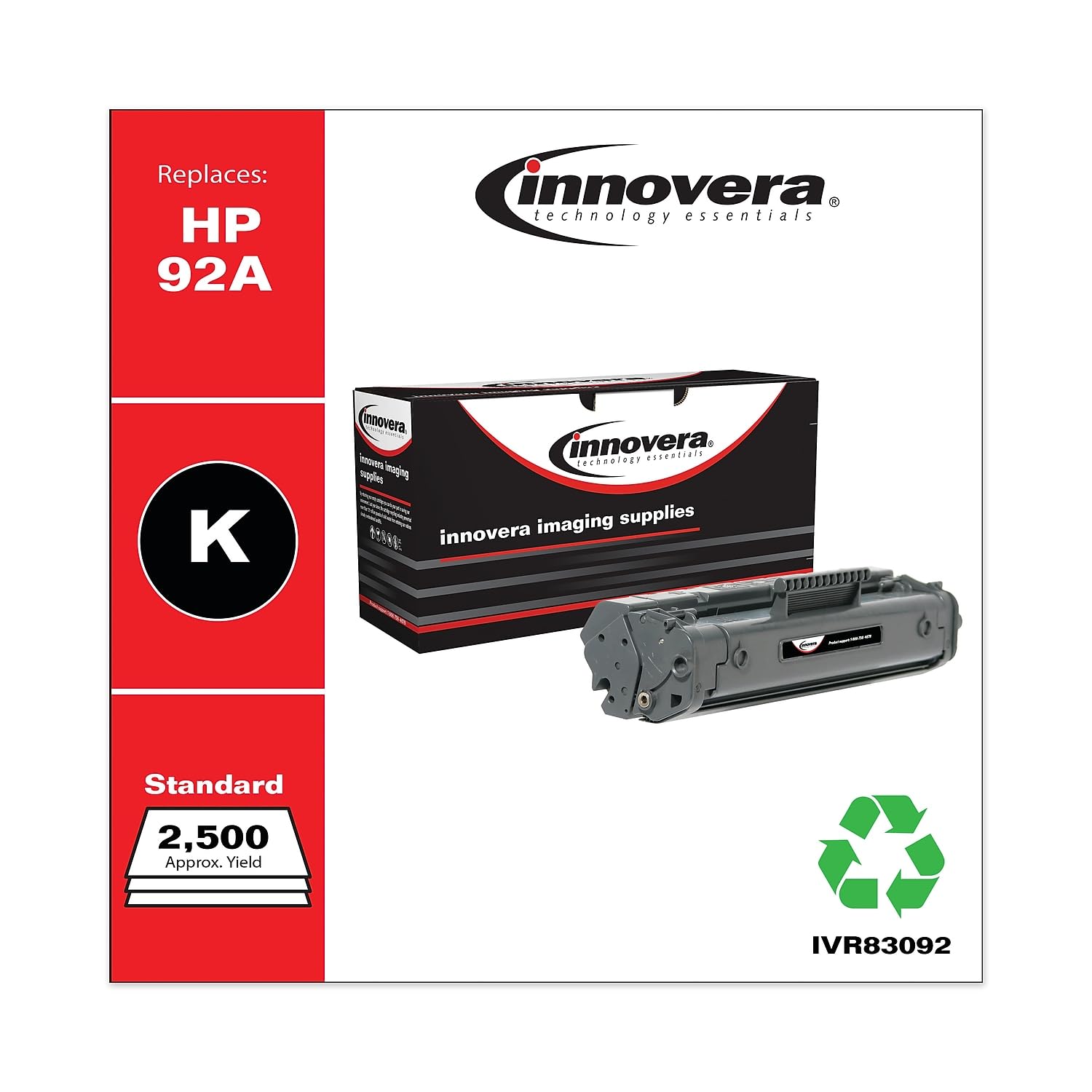 Innovera Ivr83092 Remanufactured 2500 Page Yield Toner For Hp 92A (4092A)   Black