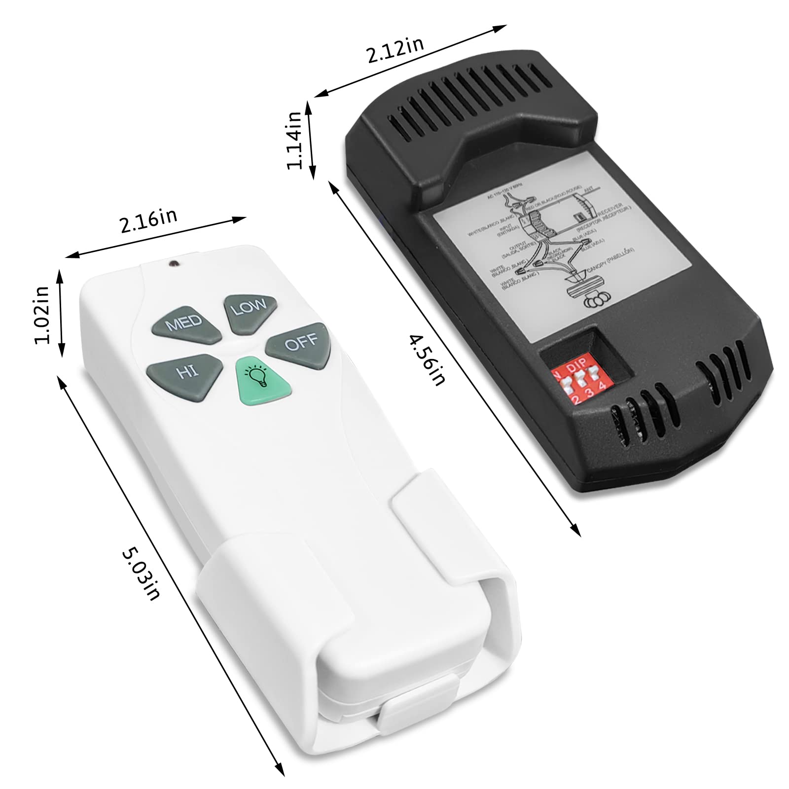 2 Pack Universal Ceiling Fan Remote Control Kits With Light Dimmer 3 Speed Fan Controller Receiver Lamp Dim Remote Replacement F