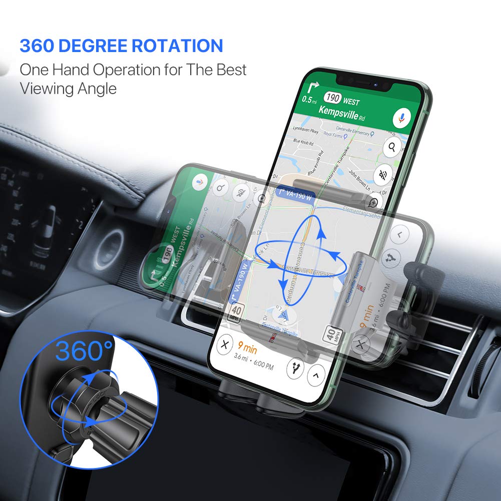 Miracase Phone Holders For Your Car With Newest Metal Hook Clip, Air Vent Cell Phone Car Mount, Hands Free Universal Automobile
