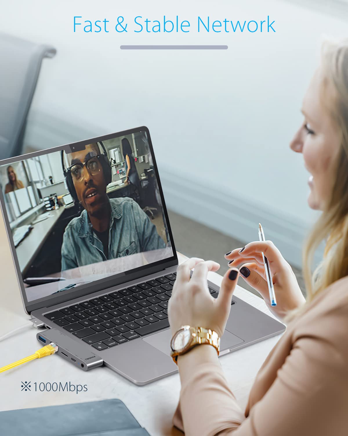 Twopan Macbook Pro M2 Pro/Max 14/16 Inch Usb C Hub, 5 Port Usb C Dongle For Macbook Pro M1 M2 2023 2018/Macbook Air M2 2022, 1000M Lan, Micro Sd Card Reader, Usb C Pd, 3.5Mm Audio Jack