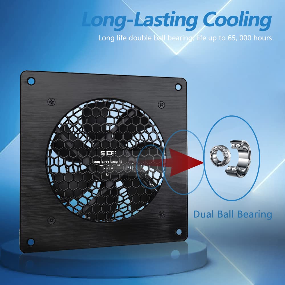 Scccf Usb Cabinet 120Mm Fan Quiet Cooling Fan System 6'' With Speed Control, For Home Theater Av Cabinets