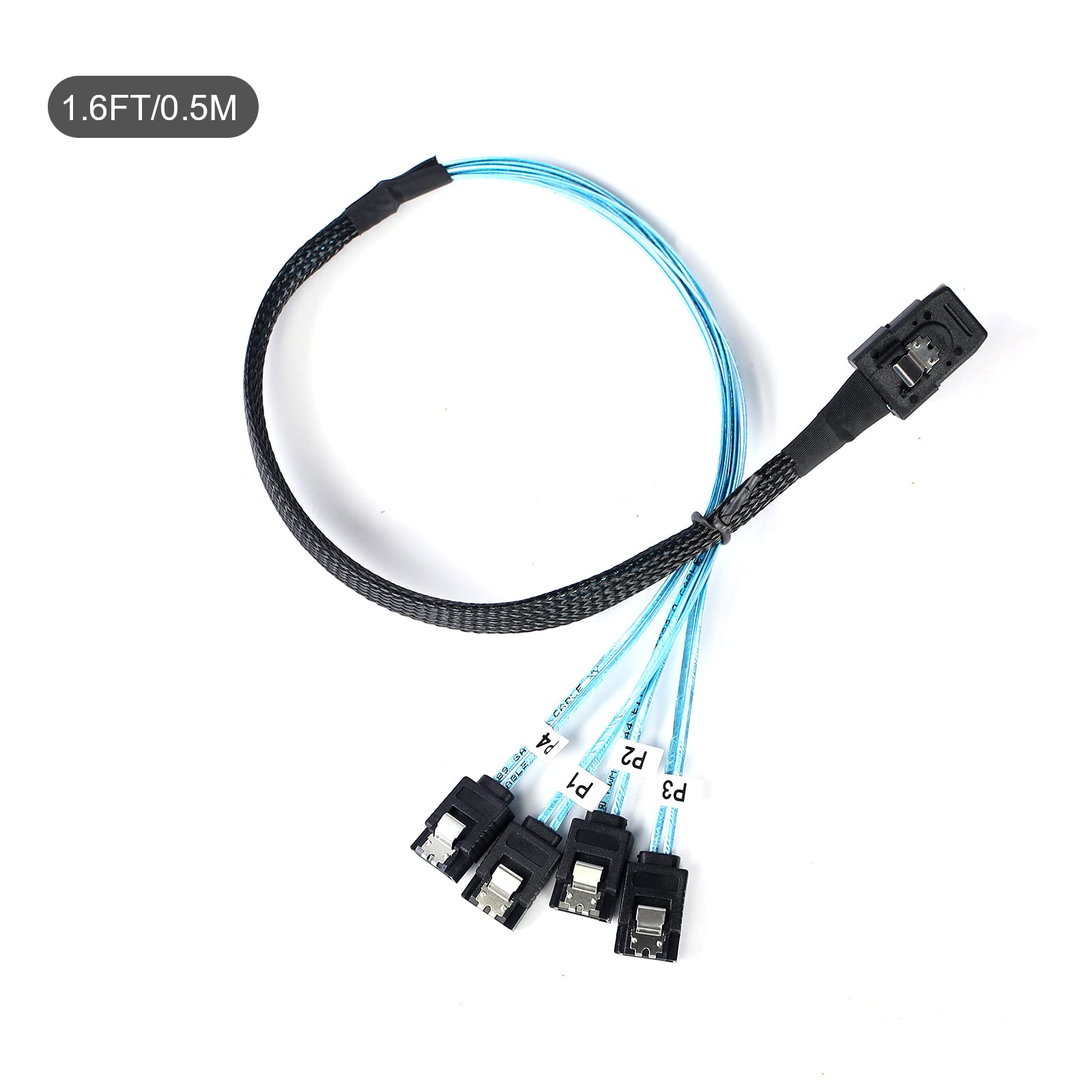 Adcaudx Mini Sas To Sata Cable:0.5M Sff 8087 To Sata Mini Sas Breakout Cable Sff8087 To Sata Mini Sas To 4X Sata Sas To Sata Bre