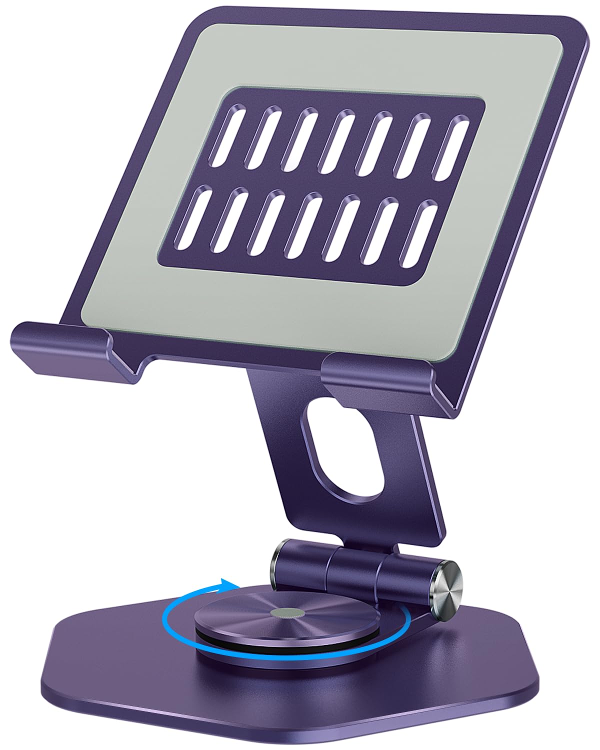 Sojuner Tablet Stand Holder For Desk, Swivel Ipad Stand With 360 Rotating Base, Aluminum Foldable Desktop Stand Holder Compatibl